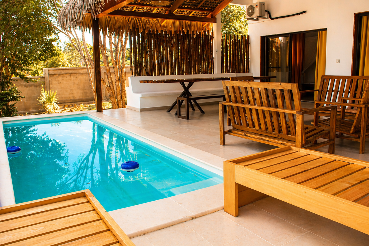 Piscine privée du bungalow Mangrov'evasion